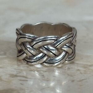 925 Sterling Silver Heavy Braided Celtic Design Wide Band Unisex Ring Vintage